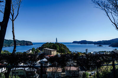 Scenic view of sea against clear sky