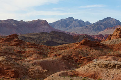 Scenic view of landscape and mountains against sky