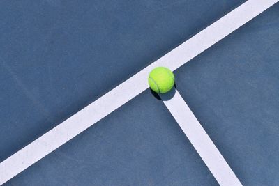 High angle view of tennis ball on court