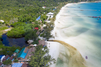 High angle view of swimming pool in city