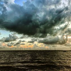 Scenic view of sea against cloudy sky