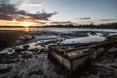 Scenic view of sea at sunset