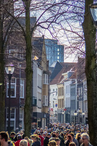 People walking on city street