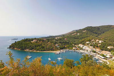 Scenic view of sea against clear sky