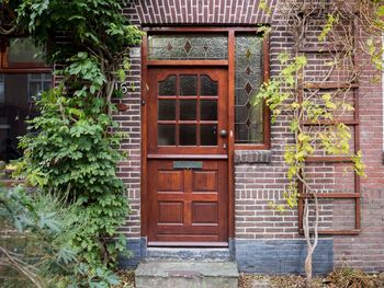 Closed door of building