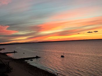 Scenic view of sea at sunset