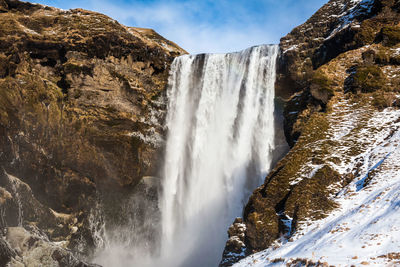 Long exposure of waterfall during winter