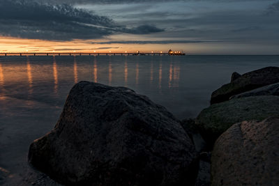 Scenic view of sea against sky at sunset