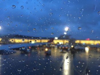 Close-up of water drops on glass