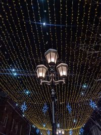 Low angle view of illuminated street light