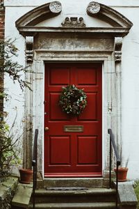 Close-up of red door