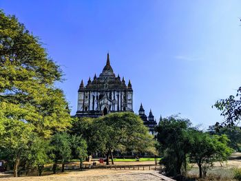 View of temple building against clear sky