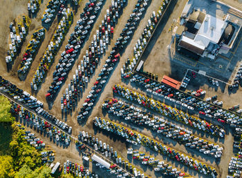 High angle view of cars on road in city