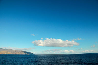 Scenic view of sea against blue sky