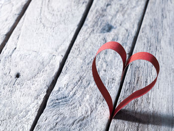 Close-up of heart shape on table