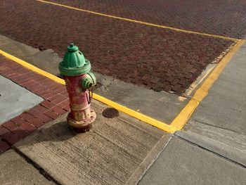 High angle view of umbrella on street