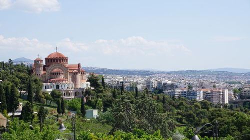 High angle view of buildings in city