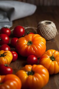 Close-up of pumpkins on table