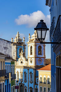 Colorful streets, houses and church in the historic district of pelourinho in salvador in bahia