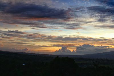 Scenic view of cloudy sky at sunset