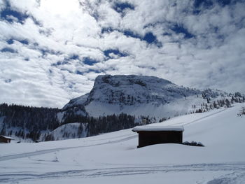 Snow covered mountain against sky