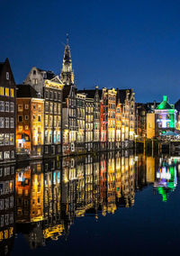 Illuminated buildings in city at night