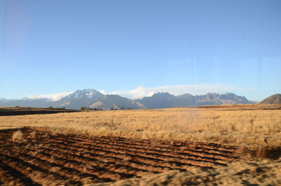 Scenic view of landscape against clear sky