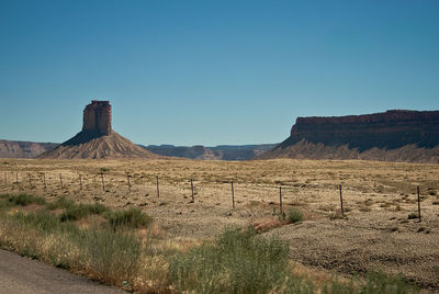 Scenic view of landscape against clear sky