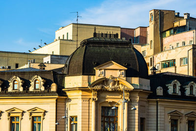 Low angle view of buildings against sky