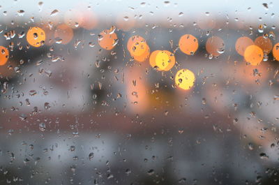 Full frame shot of raindrops on window