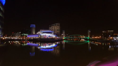 Illuminated city at night