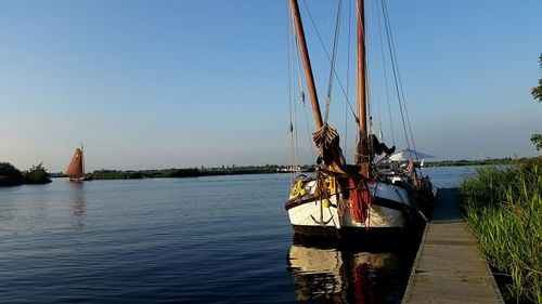 Panoramic view of sea against clear sky
