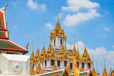 Low angle view of temple building against sky