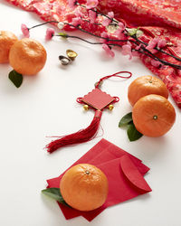 High angle view of fruits on table