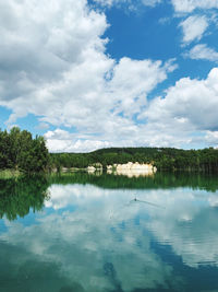 Scenic view of lake against sky