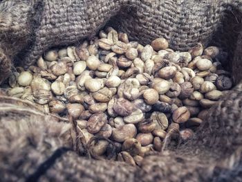 High angle view of coffee beans