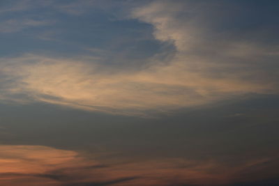 Low angle view of clouds in sky during sunset