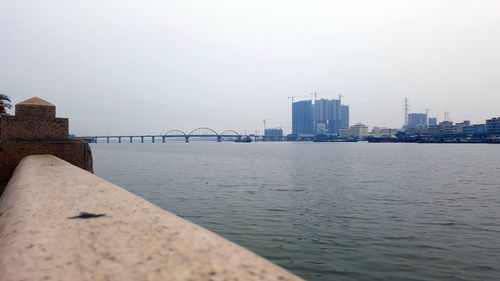 View of river with buildings in background