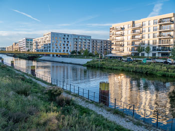 Reflection of buildings in city