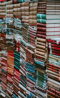 Stack of books for sale in store