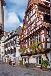Street with historical half-timbered houses in petite france district in strasbourg, france