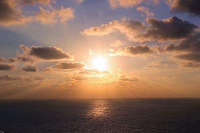 View of calm sea at sunset