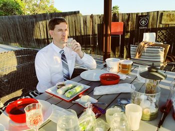 Man sitting on table