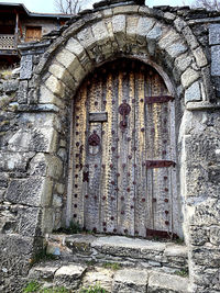 Closed door of old building