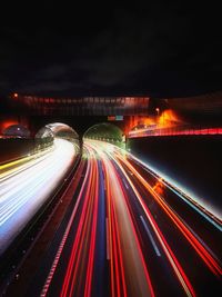 Light trails on highway at night