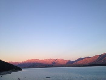 Scenic view of lake against clear sky