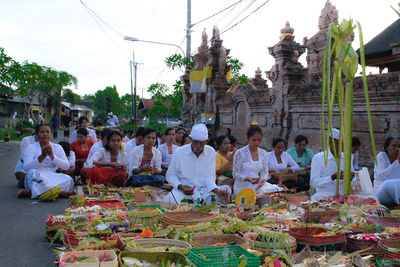 Group of people at market