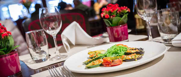 Food served on table in restaurant