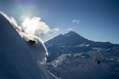 Man skiing in backcountry at mt. baker, washington