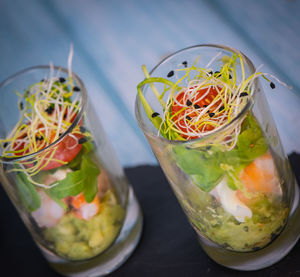 Close-up of food in glass on table